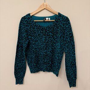 Divided by H & M Black and Blue Leopard Print Cardigan Size 8